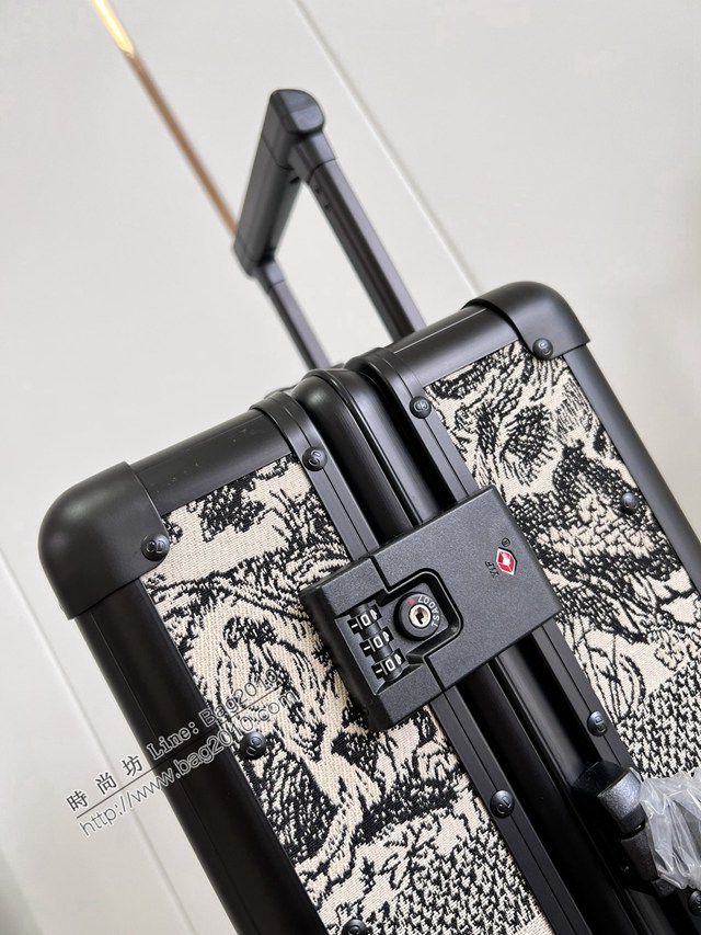 Dior專櫃2023新款oblique復古印花圖案配鋁框CD拉杆箱 A25 迪奧Christian行李箱/拉杆箱 dn1147
